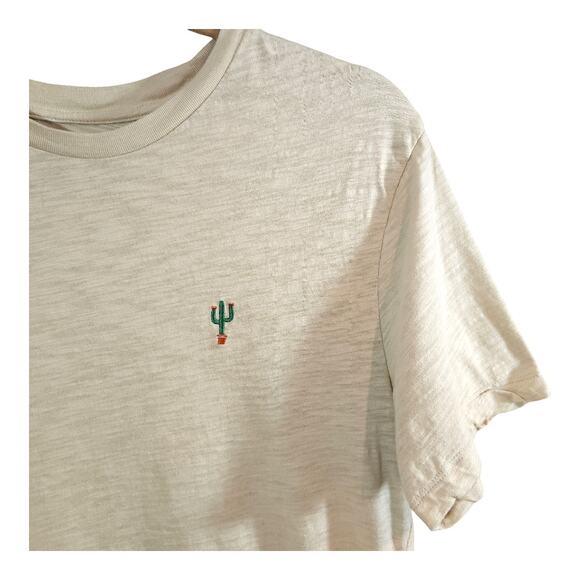Polham Embroidered Cactus Slub Knit Short Sleeve Crewneck T-shirt Women's M - Picture 3 of 6